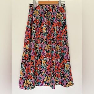 WITSMILE | Floral Pleated Midi Skirt | Elastic Waist Pleated A-Line Midi Skirt